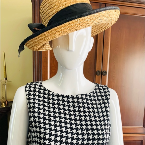 Beymen black & White houndstooth pattern sheer viscone dress at knee US 12 - Picture 8 of 16